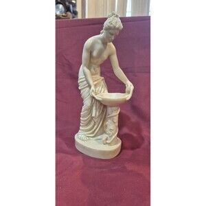 A. Santini Alabaster Woman Bird Bath Figurine Statue 10" Tall  Made in Italy EUC